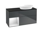 Villeroy und Boch Finion Waschtischunterschrank FA42MTHG 120cm, Abdeckplatte black matt, Regale White matt lacquer, Midnight Blue Matt Lacquer
