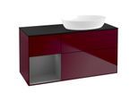 Villeroy und Boch Finion Waschtischunterschrank FA42GKHB 120cm, Abdeckplatte black matt, Regale Anthracite matt lacquer, Peony Matt