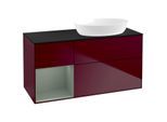 Villeroy und Boch Finion Waschtischunterschrank FA42GMHB 120cm, Abdeckplatte black matt, Regale Olive matt lacquer, Peony Matt