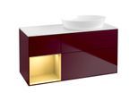 Villeroy und Boch Finion Waschtischunterschrank FA41HFHB 120cm, Abdeckplatte white matt, Regale Gold matt lacquer, Peony Matt