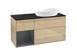 Villeroy und Boch Finion Waschtischunterschrank FA42HGPC 120cm, Abdeckplatte black matt, Regale Midnight matt lacquer, Oak Veneer
