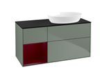 Villeroy und Boch Finion Waschtischunterschrank GA42HBGM 120cm, Abdeckplatte black matt, Emotion, Regale Peony matt lacquer, Olive Matt Lacquer