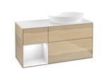 Villeroy und Boch Finion Waschtischunterschrank FA41GFPC 120cm, Abdeckplatte white matt, Regale Glossy white lacquer, Oak Veneer