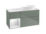 Villeroy und Boch Finion Waschtischunterschrank FA41MTGM 120cm, Abdeckplatte white matt, Regale White matt lacquer, Olive Matt Lacquer