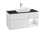 Villeroy und Boch Finion Waschtischunterschrank G832GFMT 120cm, Abdeckplatte black matt, Emotion, Regale Glossy white lacquer, White matt lacquer
