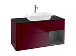 Villeroy und Boch Finion Waschtischunterschrank G832HGHB 120cm, Abdeckplatte black matt, Emotion, Regale Midnight matt lacquer, Peony Matt