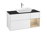 Villeroy und Boch Finion Waschtischunterschrank G832PCGF 120cm, Abdeckplatte black matt, Emotion, Regale Oak Veneer, Glossy white lacquer