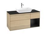 Villeroy und Boch Finion Waschtischunterschrank G832PDPC 120cm, Abdeckplatte black matt, Emotion, Regale Black matt lacquer, Oak Veneer