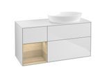 Villeroy und Boch Finion Waschtischunterschrank FA41PCMT 120cm, Abdeckplatte white matt, Regale Oak Veneer, White matt lacquer