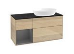 Villeroy und Boch Finion Waschtischunterschrank GA42GKPC 120cm, Abdeckplatte black matt, Emotion, Regale Anthracite matt lacquer, Oak Veneer