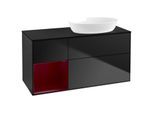 Villeroy und Boch Finion Waschtischunterschrank GA42HBPD 120cm, Abdeckplatte black matt, Emotion, Regale Peony matt lacquer, Black matt lacquer