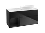 Villeroy und Boch Finion Waschtischunterschrank GA41PDPD 120cm, Abdeckplatte white matt, Emotion, Regale Black matt lacquer, Black matt lacquer