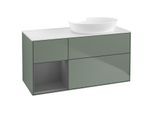 Villeroy und Boch Finion Waschtischunterschrank GA41GKGM 120cm, Abdeckplatte white matt, Emotion, Regale Anthracite matt lacquer, Olive Matt Lacquer
