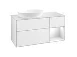 Villeroy und Boch Finion Waschtischunterschrank GA51GFGF 120cm, Abdeckplatte white matt, Emotion, Regale Glossy white lacquer, Glossy white lacquer