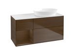Villeroy und Boch Finion Waschtischunterschrank GA41GNGN 120cm, Abdeckplatte white matt, Emotion, Regale Walnut Veneer, Walnut veneer