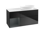 Villeroy und Boch Finion Waschtischunterschrank GA41HGPD 120cm, Abdeckplatte white matt, Emotion, Regale Midnight matt lacquer, Black matt lacquer