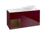 Villeroy und Boch Finion Waschtischunterschrank GA41GNHB 120cm, Abdeckplatte white matt, Emotion, Regale Walnut Veneer, Peony Matt