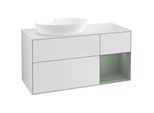 Villeroy und Boch Finion Waschtischunterschrank FA51GMMT 120cm, Abdeckplatte white matt, Regale Olive matt lacquer, White matt lacquer