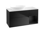 Villeroy und Boch Finion Waschtischunterschrank GA51PDPD 120cm, Abdeckplatte white matt, Emotion, Regale Black matt lacquer, Black matt lacquer