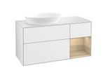 Villeroy und Boch Finion Waschtischunterschrank GA51PCGF 120cm, Abdeckplatte white matt, Emotion, Regale Oak Veneer, Glossy white lacquer