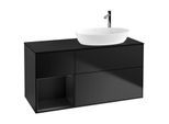 Villeroy und Boch Finion Waschtischunterschrank G922PDPD 120cm, Abdeckplatte black matt, Emotion, Regale Black matt lacquer, Black matt lacquer