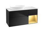 Villeroy und Boch Finion Waschtischunterschrank FA51HFPD 120cm, Abdeckplatte white matt, Regale Gold matt lacquer, Black matt lacquer