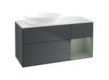 Villeroy und Boch Finion Waschtischunterschrank FA51GMHG 120cm, Abdeckplatte white matt, Regale Olive matt lacquer, Midnight Blue Matt Lacquer