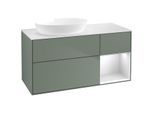 Villeroy und Boch Finion Waschtischunterschrank FA51MTGM 120cm, Abdeckplatte white matt, Regale White matt lacquer, Olive Matt Lacquer