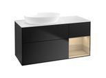 Villeroy und Boch Finion Waschtischunterschrank FA51PCPD 120cm, Abdeckplatte white matt, Regale Oak Veneer, Black matt lacquer