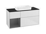 Villeroy und Boch Finion Waschtischunterschrank G702GKMT 120x60,3x50,1cm, Regal rechts Anthracite matt, White matt lacquer