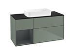 Villeroy und Boch Finion Waschtischunterschrank G702HGGM 120x60,3x50,1cm, Regal rechts Midnight Blue Matt Lacquer, Olive Matt Lacquer