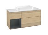 Villeroy und Boch Finion Waschtischunterschrank G701HGPC 120x60,3x50,1cm, Regal rechts Midnight Blue Matt Lacquer, Oak Veneer