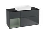 Villeroy und Boch Finion Waschtischunterschrank F702GMHG 120x60,3x50,1cm, Regal links Olive Matt Lacquer, Midnight Blue Matt Lacquer