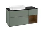 Villeroy und Boch Finion Waschtischunterschrank G692GNGM 120x60,3x50,1cm, Regal rechts Walnut veneer, Olive Matt Lacquer