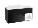 Villeroy und Boch Finion Waschtischunterschrank G691GFPD 120x60,3x50,1cm, Regal rechts Glossy white lacquer, Black matt lacquer
