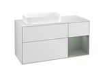 Villeroy und Boch Finion Waschtischunterschrank G691GMMT 120x60,3x50,1cm, Regal rechts Olive Matt Lacquer, White matt lacquer