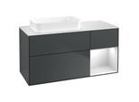 Villeroy und Boch Finion Waschtischunterschrank G691MTHG 120x60,3x50,1cm, Regal rechts White matt lacquer, Midnight Blue Matt Lacquer