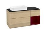 Villeroy und Boch Finion Waschtischunterschrank F692HBPC 120x60,3x50,1cm, Regal rechts Peony, Oak Veneer