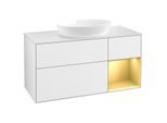 Villeroy und Boch Finion Waschtischunterschrank GA71HFGF 120cm, Abdeckplatte white matt, Emotion, Regale Gold matt lacquer, Glossy white lacquer
