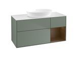 Villeroy und Boch Finion Waschtischunterschrank GA71GNGM 120cm, Abdeckplatte white matt, Emotion, Regale Walnut Veneer, Olive Matt Lacquer