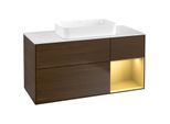 Villeroy und Boch Finion Waschtischunterschrank G711HFGN 120x60,3x50,1cm, Regal rechts Gold matt, Walnut veneer