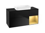 Villeroy und Boch Finion Waschtischunterschrank F712HFPD 120x60,3x50,1cm, Regal rechts Gold matt, Black matt lacquer