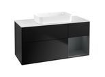 Villeroy und Boch Finion Waschtischunterschrank F711HGPD 120x60,3x50,1cm, Regal rechts Midnight Blue Matt Lacquer, Black matt lacquer