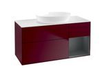 Villeroy und Boch Finion Waschtischunterschrank FA71HGHB 120cm, Abdeckplatte white matt, Regale Midnight matt lacquer, Peony Matt