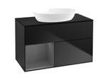 Villeroy und Boch Finion Waschtischunterschrank FA12GKPD 100cm, Abdeckplatte black matt, Regale Anthracite matt lacquer, Black matt lacquer