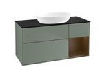 Villeroy und Boch Finion Waschtischunterschrank GA72GNGM 120cm, Abdeckplatte black matt, Emotion, Regale Walnut Veneer, Olive Matt Lacquer