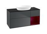 Villeroy und Boch Finion Waschtischunterschrank GA72HBHG 120cm, Abdeckplatte black matt, Emotion, Regale Peony matt lacquer, Midnight Blue Matt Lacquer