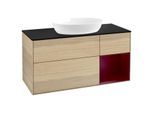Villeroy und Boch Finion Waschtischunterschrank GA72HBPC 120cm, Abdeckplatte black matt, Emotion, Regale Peony matt lacquer, Oak Veneer