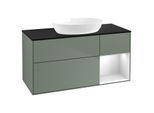 Villeroy und Boch Finion Waschtischunterschrank GA72MTGM 120cm, Abdeckplatte black matt, Emotion, Regale White matt lacquer, Olive Matt Lacquer