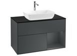 Villeroy und Boch Finion Waschtischunterschrank F782HGHG 100cm, Abdeckplatte black matt, Regale Midnight matt lacquer, Midnight Blue Matt Lacquer